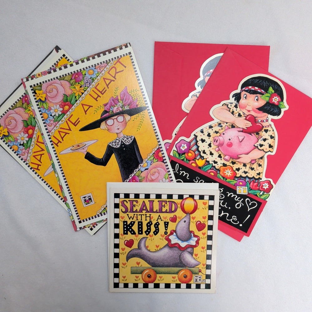 Vintage Maryβ Engelbreit Greeting Card Lot Valentine Sealed With A Kiss ME Ink